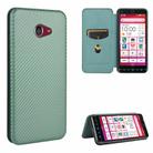 For Kyocera Basio 4 KYV47 Carbon Fiber Texture Horizontal Flip TPU + PC + PU Leather Case with Card Slot(Green) - 1