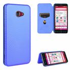 For Kyocera Basio 4 KYV47 Carbon Fiber Texture Horizontal Flip TPU + PC + PU Leather Case with Card Slot(Blue) - 1