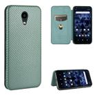 For Kyocera DIGNO BX Carbon Fiber Texture Horizontal Flip TPU + PC + PU Leather Case with Card Slot(Green) - 1