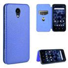 For Kyocera DIGNO BX Carbon Fiber Texture Horizontal Flip TPU + PC + PU Leather Case with Card Slot(Blue) - 1