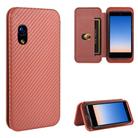 For Rakuten mini Carbon Fiber Texture Horizontal Flip TPU + PC + PU Leather Case with Card Slot(Brown) - 1