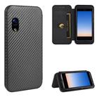 For Rakuten mini Carbon Fiber Texture Horizontal Flip TPU + PC + PU Leather Case with Card Slot(Black) - 1