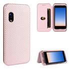 For Rakuten mini Carbon Fiber Texture Horizontal Flip TPU + PC + PU Leather Case with Card Slot(Pink) - 1