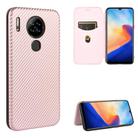 For Blackview A80 Carbon Fiber Texture Horizontal Flip TPU + PC + PU Leather Case with Card Slot(Pink) - 1