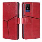 For TCL 501 4G Geometric Stitching Leather Phone Case(Red) - 1