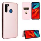 For Blackview A80 Pro Carbon Fiber Texture Horizontal Flip TPU + PC + PU Leather Case with Card Slot(Pink) - 1