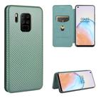 For Oukitel C18 Pro Carbon Fiber Texture Horizontal Flip TPU + PC + PU Leather Case with Card Slot(Green) - 1