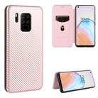 For Oukitel C18 Pro Carbon Fiber Texture Horizontal Flip TPU + PC + PU Leather Case with Card Slot(Pink) - 1