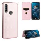 For Oukitel C17 / C17 Pro Carbon Fiber Texture Horizontal Flip TPU + PC + PU Leather Case with Card Slot(Pink) - 1