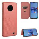 For Oukitel C19 Carbon Fiber Texture Horizontal Flip TPU + PC + PU Leather Case with Card Slot(Brown) - 1