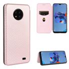 For Oukitel C19 Carbon Fiber Texture Horizontal Flip TPU + PC + PU Leather Case with Card Slot(Pink) - 1