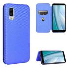 For Sharp Aquos Sense3 Plus SH-RM11 Carbon Fiber Texture Horizontal Flip TPU + PC + PU Leather Case with Card Slot(Blue) - 1