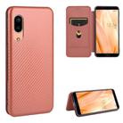 For Sharp Aquos Sense 3 Lite Carbon Fiber Texture Horizontal Flip TPU + PC + PU Leather Case with Card Slot(Brown) - 1