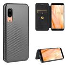 For Sharp Aquos Sense 3 Lite Carbon Fiber Texture Horizontal Flip TPU + PC + PU Leather Case with Card Slot(Black) - 1