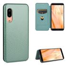 For Sharp Aquos Sense 3 Lite Carbon Fiber Texture Horizontal Flip TPU + PC + PU Leather Case with Card Slot(Green) - 1