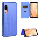 For Sharp Aquos Sense 3 Lite Carbon Fiber Texture Horizontal Flip TPU + PC + PU Leather Case with Card Slot(Blue) - 1