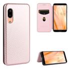 For Sharp Aquos Sense 3 Lite Carbon Fiber Texture Horizontal Flip TPU + PC + PU Leather Case with Card Slot(Pink) - 1