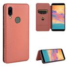 For UMIDIGI A3S Carbon Fiber Texture Horizontal Flip TPU + PC + PU Leather Case with Card Slot(Brown) - 1
