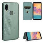 For UMIDIGI A3S Carbon Fiber Texture Horizontal Flip TPU + PC + PU Leather Case with Card Slot(Green) - 1