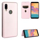 For UMIDIGI A3S Carbon Fiber Texture Horizontal Flip TPU + PC + PU Leather Case with Card Slot(Pink) - 1