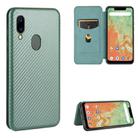 For UMIDIGI A3X Carbon Fiber Texture Horizontal Flip TPU + PC + PU Leather Case with Card Slot(Green) - 1