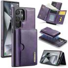 For Samsung Galaxy S24 Ultra 5G DG.MING M6 Series RFID Tri-fold Card Bag Removable Leather Phone Case(Purple) - 1