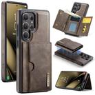 For Samsung Galaxy S25 Ultra 5G DG.MING M6 Series RFID Tri-fold Card Bag Removable Leather Phone Case(Coffee) - 1