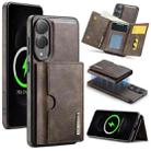 For Samsung Galaxy S25 Edge 5G DG.MING M6 Series RFID Tri-fold Card Bag Removable Leather Phone Case(Coffee) - 1