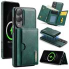 For Samsung Galaxy S25 Edge 5G DG.MING M6 Series RFID Tri-fold Card Bag Removable Leather Phone Case(Green) - 1