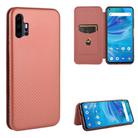 For UMIDIGI F2 Carbon Fiber Texture Horizontal Flip TPU + PC + PU Leather Case with Card Slot(Brown) - 1