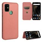 For UMIDIGI Power 3 Carbon Fiber Texture Horizontal Flip TPU + PC + PU Leather Case with Card Slot(Brown) - 1