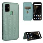 For UMIDIGI Power 3 Carbon Fiber Texture Horizontal Flip TPU + PC + PU Leather Case with Card Slot(Green) - 1