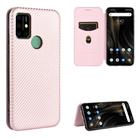 For UMIDIGI Power 3 Carbon Fiber Texture Horizontal Flip TPU + PC + PU Leather Case with Card Slot(Pink) - 1