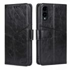 For Fujitsu Arrows We2 Geometric Stitching Leather Phone Case(Black) - 1