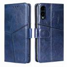 For Fujitsu Arrows We2 Geometric Stitching Leather Phone Case(Blue) - 1