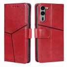 For Fujitsu Arrows We2 Plus Geometric Stitching Leather Phone Case(Red) - 1