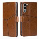 For Fujitsu Arrows We2 Plus Geometric Stitching Leather Phone Case(Light Brown) - 1