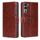 For Fujitsu Arrows We2 Plus Geometric Stitching Leather Phone Case(Dark Brown) - 1