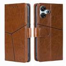 For Redmi 13 4G Geometric Stitching Leather Phone Case(Light Brown) - 1