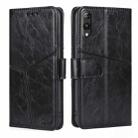 For Rakuten Hand 5G Geometric Stitching Leather Phone Case(Black) - 1