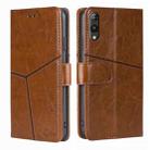 For Rakuten Hand 5G Geometric Stitching Leather Phone Case(Light Brown) - 1