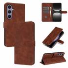 For Samsung Galaxy S25 5G AZNS Skin Feel Calf Texture Flip Leather Phone Case(Brown) - 1