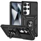 For Samsung Galaxy S25 Ultra 5G Sliding Camshield Holder Phone Case(Black) - 1