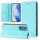 For Motorola Edge 30 RC01 Dual-Folded Magnetic Suction RFID Leather Phone Case(Mint Green) - 1