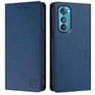 For Motorola Edge 30 RC01 Dual-Folded Magnetic Suction RFID Leather Phone Case(Dark Blue) - 2