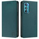 For Motorola Edge 30 RC01 Dual-Folded Magnetic Suction RFID Leather Phone Case(Dark Green) - 2