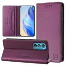 For Motorola Edge 30 RC01 Dual-Folded Magnetic Suction RFID Leather Phone Case(Violet) - 1