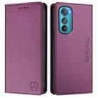 For Motorola Edge 30 RC01 Dual-Folded Magnetic Suction RFID Leather Phone Case(Violet) - 2