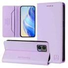 For Motorola Edge 30 Neo RC01 Dual-Folded Magnetic Suction RFID Leather Phone Case(Light Purple) - 1