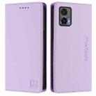 For Motorola Edge 30 Neo RC01 Dual-Folded Magnetic Suction RFID Leather Phone Case(Light Purple) - 2